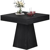 MILEFA Small Black Dining Table, 31.5 Inch Square Kitchen Table for 2-4 | Compact 31.5-inch black square dining table for 2-4 with a stable pedestal base, ideal for kitchens and small spaces