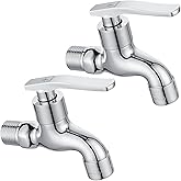 2 Packs SUBMARINE Silver Brass Outdoor Faucet, G1/2 Inch Interface Wall-Mounted Faucet, Used for Bathroom Mop Sink, Balcony a
