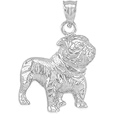 Claddagh Gold Polished 925 Sterling Silver English Bulldog Charm Pendant
