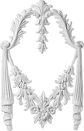 Silver Shabby Chic Furniture Drawer Applique Scroll Moulding Swag