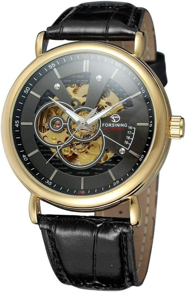 Mens Watches Skeleton Mechanical Clock Men Leather Strap Man Business Watch