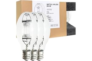 GRUOTVSZAK MH400/U/MOG MH E39 Mogul Base Metal Halide 400 Watt Dusk to Dawn Bulb 4000K 38000lm ANSI Code M59 ED28 Clear Bulb 3 Pack