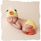 CHICODISE Newborn Photography Props Baby Photo Outfits Crochet Kintted Duck Set,Infant Boys Girls Photoshoot