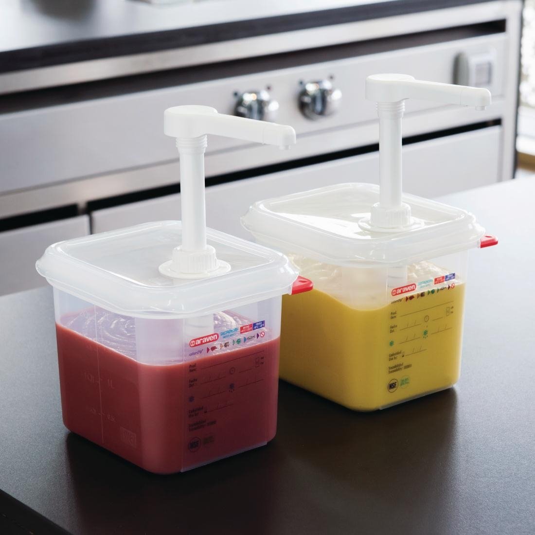 Araven Sauce Dispenser 2.6 Litre with Pump, Clear, Pumps 30 ml Doses, Material: Polypropylene, Size: 1/6 GN - Image 3