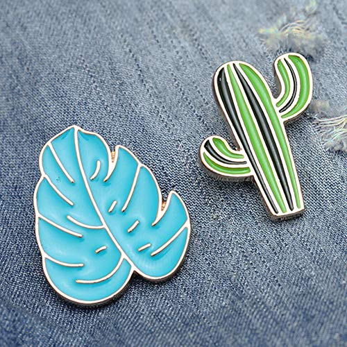ink2055 Banana Leaf Cactus Unisex Enamel Brooch Pins for Scarf Clothes Lapel Collar Badge Jewelry Accessoriesr - Leaf #
