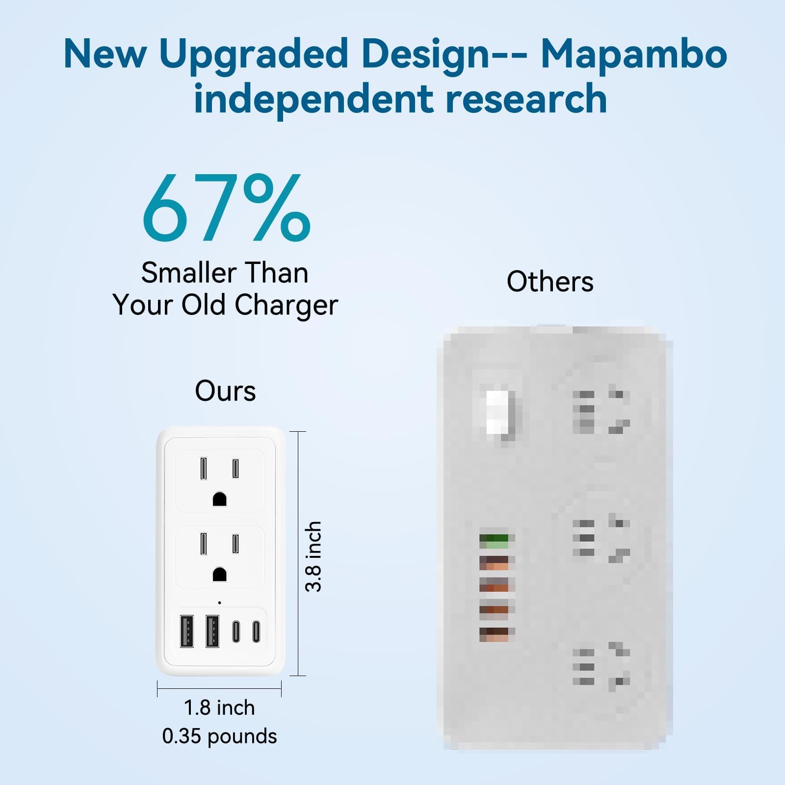 Mampabo Voltage Converter for European Travel, 220V to 110V Converter,2000W European Travel Plug Adapter, 220 to 110 Voltage Converter US to Europe 2 USB C 2 USB A, Power Converter for Europe (2U2C)