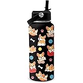 Corgi Gifts for Corgi Lovers - 32oz Corgis Themed Insulated Water Bottle with Straw - Christmas Birthday Gifts for Women, Dog Lover - Corgis Stainless Steel Coffee Cup for Sports, Gym, Travel, School