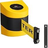 CCW Series WMB-230 Magnetic Wall Mount Retractable Belt Barrier, 30 Ft | Yellow Belt with Black CAUTION - DO NOT ENTER Letters and Yellow ABS Case, Built-in Braking System Prevents Snapback