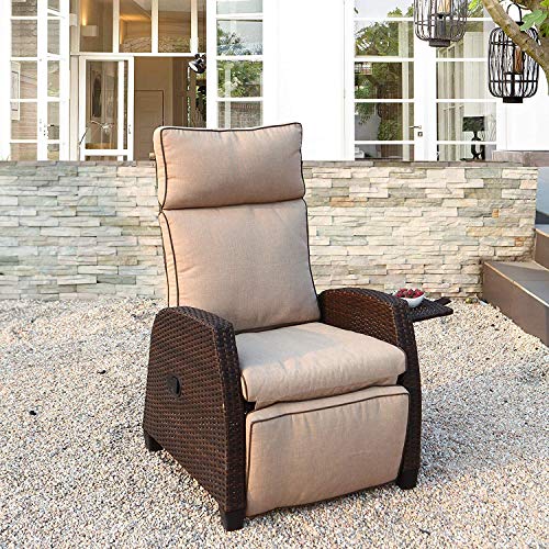 Grand patio Indoor & Outdoor Recliner with AllWeather Wicker, Beige
