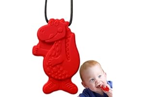 Sensory Chew Dinosaur Necklace Silicone Teething Necklaces Chew Pendant Necklace Motor Bite for Kids ADHD Durable Toy