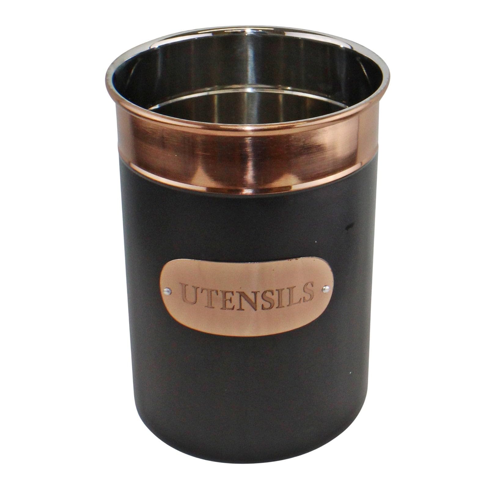Black And Copper Kitchen Utensil Storage Holder ~ Stunning Utensil Organiser Pot