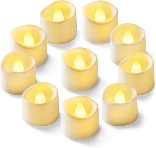 Homemory 12Pcs Flickering Flameless Candle Battery Operated, 200+Hours Fake Electric LED Tea Lights for Votive, Centerpiece Table Decorations, Wedding, Aniversary, Halloween, Christmas