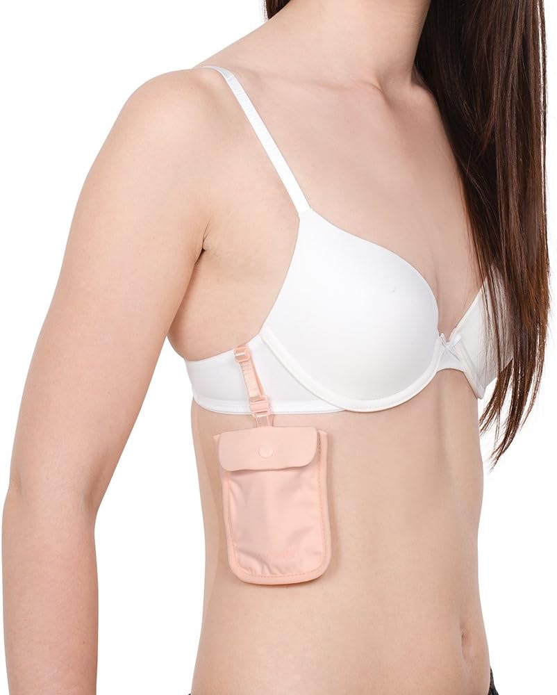  | Pacsafe Coversafe S25 Hidden Undercover Travel Pouch for Women (Washable) -Stash up to 6 Credit Cards Plus Money and Key with Adjustable, Elastic Strap Suitable for All Bra Sizes, Orchid Pink, One | Travel Wallets