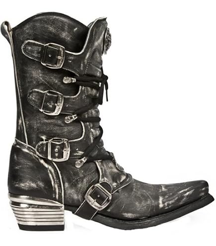 Amazon.com | New Rock M.7993-S3 Men's Black and Grey Leather