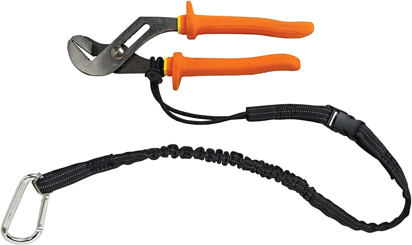 Tool Lanyard，5 Pack Safety Tool Leash，Retractable Bungee Cord with Aluminum Lock Carabiner and Adjustable Loop End, Maximum Weight Limit 13.6KG / 30lb, Fall Restraint with Shock Cord Stopper - - 