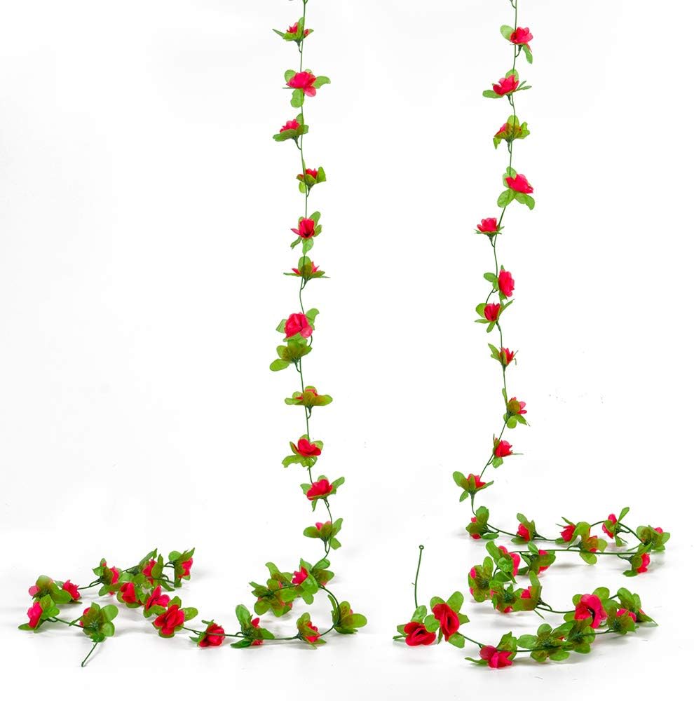 ZJT Artificial Flower Vines for Home Decor 2pcs Artificial Rose Vines for Festival Wall Decoration