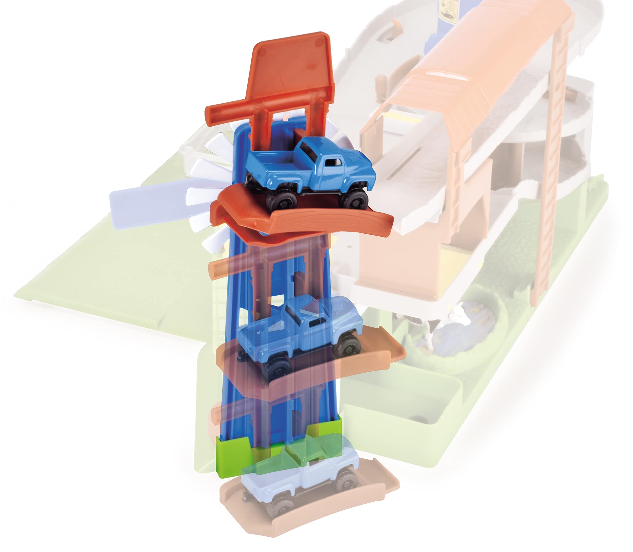 Dickie Toys 203739003 Farm Adventure Parking, Garage, Play Set, Light & Sound, Lift, Includes Animals, Hay Balls, Trap Door, 2 Toy Cars, 18 x 52 x 22.5 cm, for Children from 3 Years