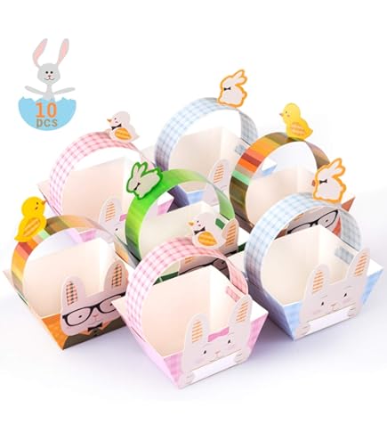 Kolldenn 72 Cajas Pequeñas De Pascua A Granel, Mini Cajas De Dulces De Conejito Con Asa, Contenedores De Cesta De Regalo De Pascua, Caja De Dulces Para Dulces Para Recuerdos De