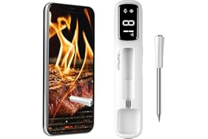 Wireless Meat Thermometer with Clear LED Display,1000FT Bluetooth Meat Thermometer Wireless, 60min Offline Data Storage, Smar