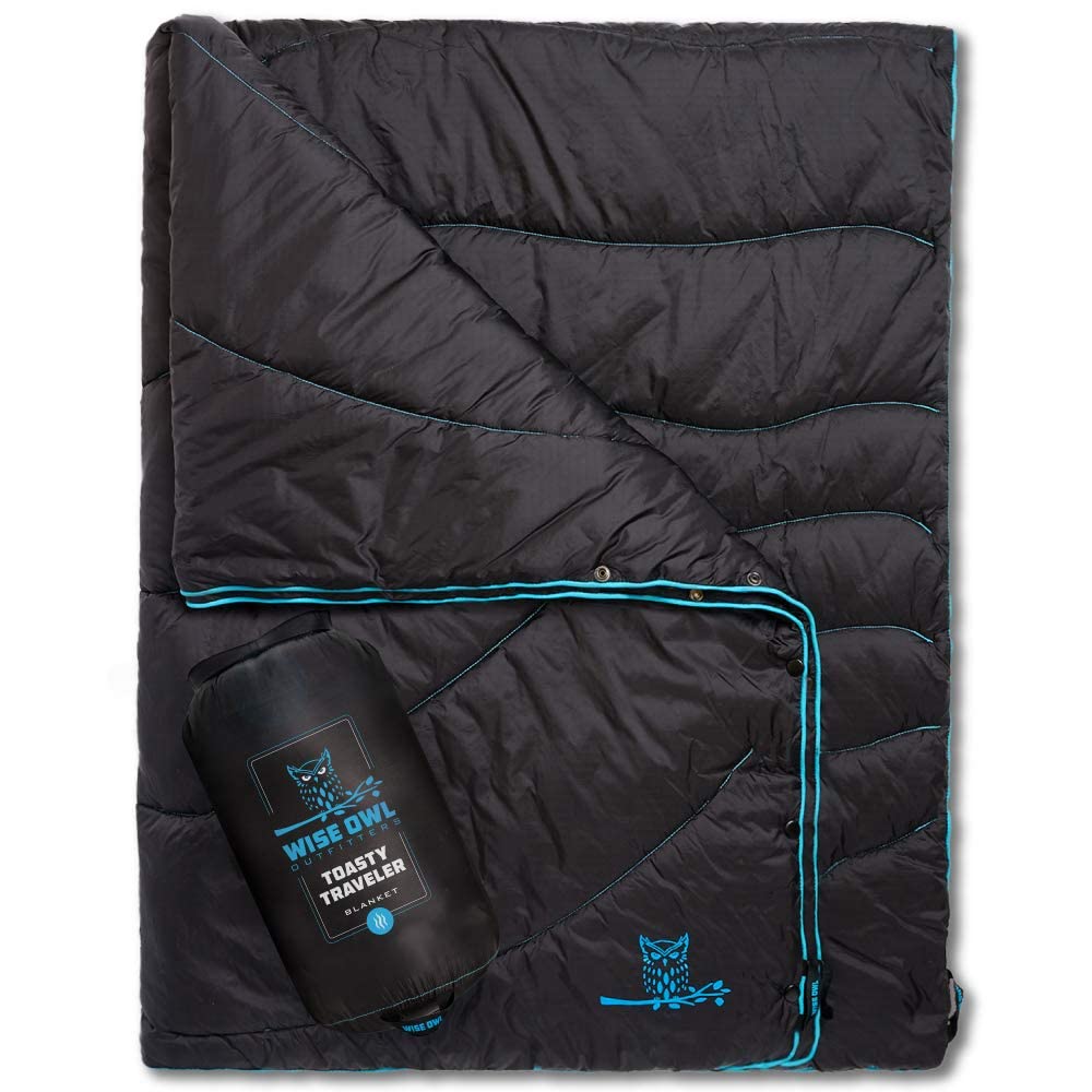 Wise Owl Outfitters Outdoor Camping Blanket – Lightweight Packable Puffy Quilt for Backpacking, Hiking & Travel – Warm Water Resistant Blanket for Cold Weather Camping