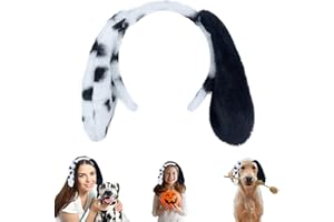 Beviliu Animals Ear Realistic Dalmatian Ears Headband Cat Bunny Dog Hairband Halloween Christmas Costume for Washing Makeup Party
