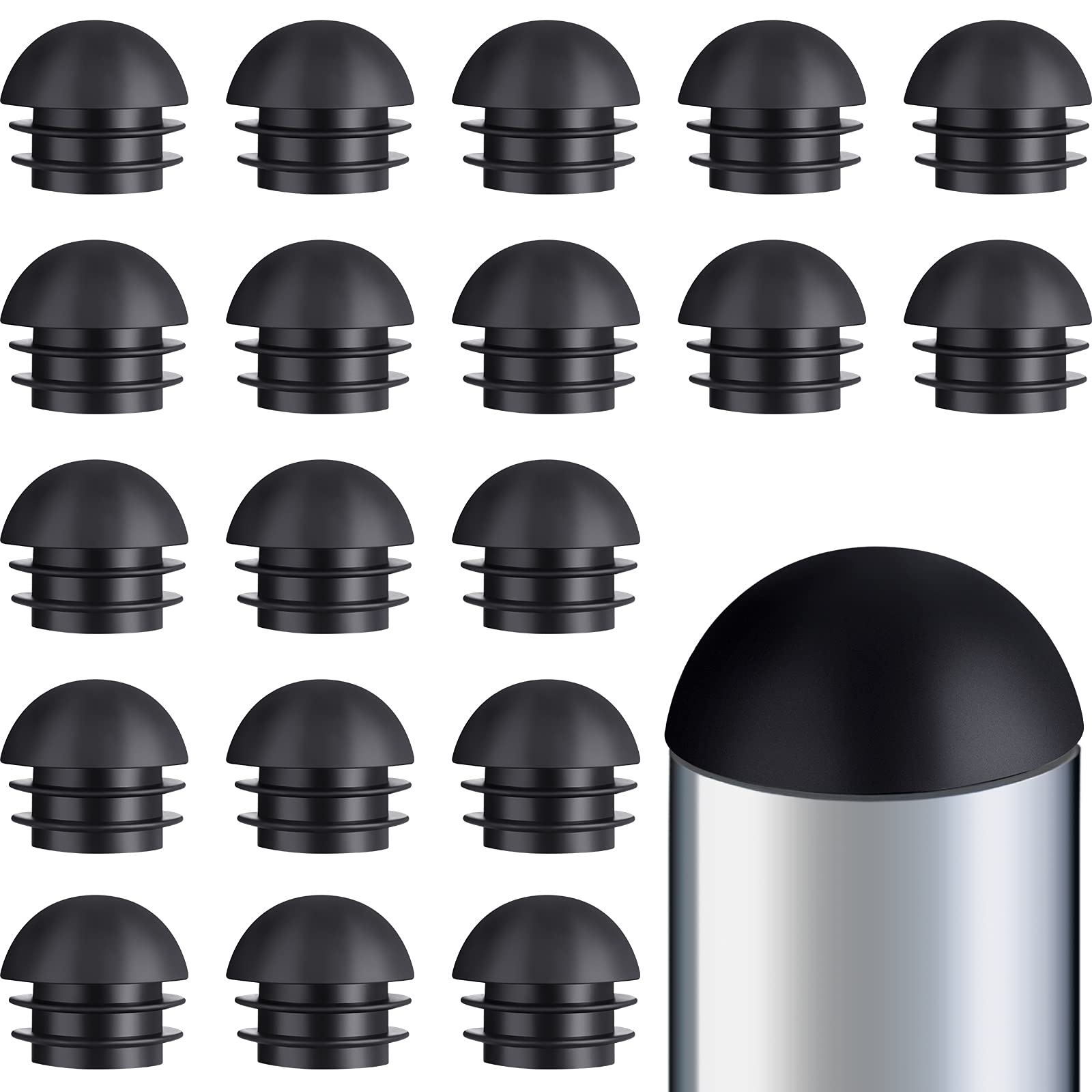 Photo 1 of Blulu 20 Pieces 1 Inch Round Black Plastic Chair Leg Inserts 7/8 End Rubber Caps Plugs for Metal Legs Tube Inserts Furniture Feet Patio Glide Floor Protectors,1 Inch (25mm)