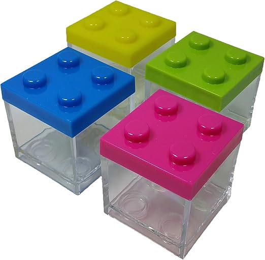 12 PIEZAS Caja plexiglás bolsas para peladillas Lego MULTICOLOR detalle: Amazon.es: Hogar