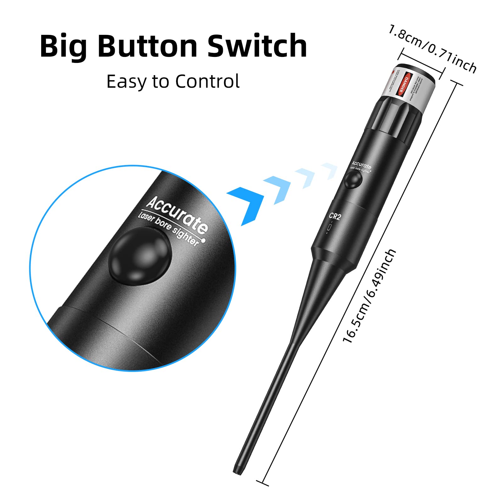 EZshoot Bore Sight Laser Kit Bright Red Laser BoreSighter with Big Button Switch for .17 to 12GA Caliber