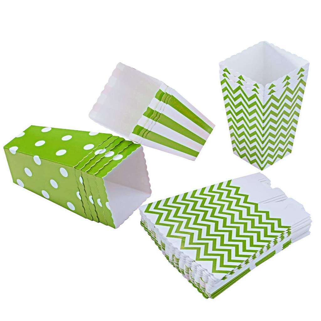 PALMFOX 36 Pcs Popcorn Boxes Cardboard Popcorn Paper Bags Small Snack Candy Containers for Kid Wedding Birthday Party Decoration(Green)