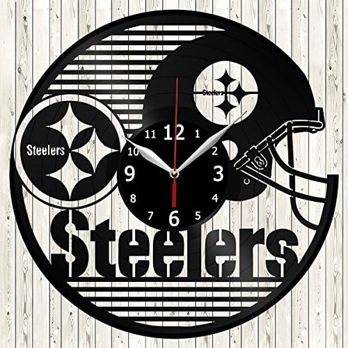 Steelers Pittsburgh Football Team Vinyl Record Wall Clock Decor Handmade Unique Original Gift