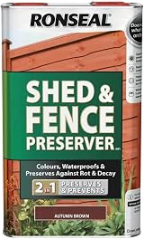 Ronseal Shed & Fence Preserver Autumn Brown 5 Litre RSLSFAB5L view 1