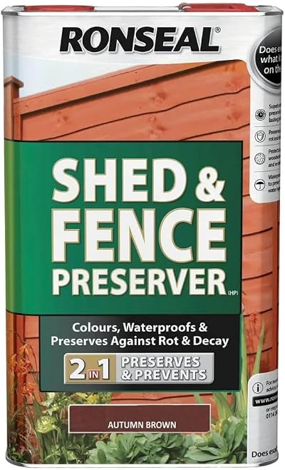 Ronseal Shed & Fence Preserver Autumn Brown 5 Litre RSLSFAB5L