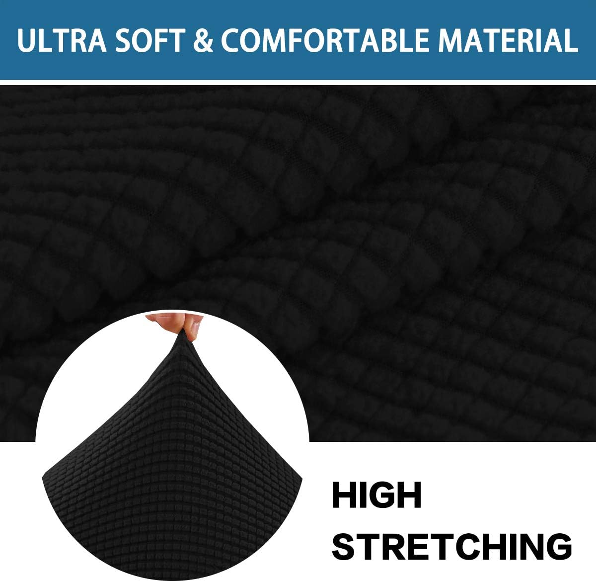 BellaHills Stretch Sofa Seat Cushion Cover Sofa Couch Cushion Furniture Protector Sofa Slipcover with Elastic Bottom Spandex Jacquard Fabric Small Checks(3 Pieces - Image 3