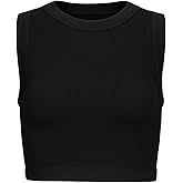 AUROLA Essentials Rib Seamless Sleeveless Tank for Women Subtle Logo Round Neck Active Workout Crop Tops