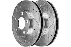 AUTO SHACK AutoShack PR64156DSZPR Front Drilled Slotted Brake Rotors Silver Pair of 2 Driver and Passenger Side Replacement for 2007-2011 2012 2013 2014 Ford Edge 2007-2015 Lincoln MKX 2.0L 3.5L 3.7L V6 AWD FWD