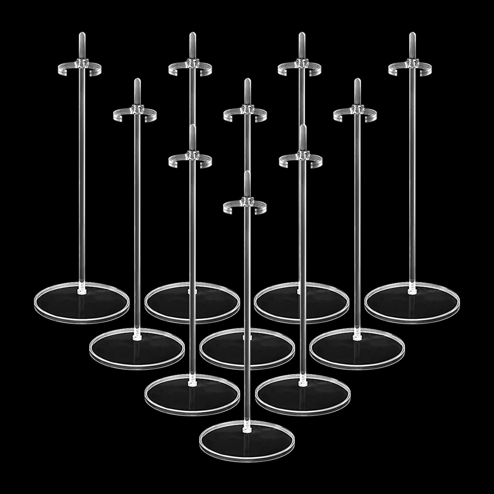 HMIEPRS 5Pcs Acrylic Doll Stand Display Holders, Adjustable Doll Display Stand Support, Transparent Barbie Dolls Accessories Frame for 11 to 13 In / 28 to 33 cm Dolls (Height 25 cm)