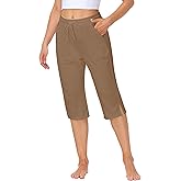 Magrank Women Yoga Capri Pants Comfy Drawstring Lounge Sweatpants with Side Pockets