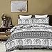 Vaulia Soft Microfiber Duvet Cover Set, Boho Chic Elephant Print Pattern - King Size 3-Piece (1 Duvet Cover 2 Pillow Shams)