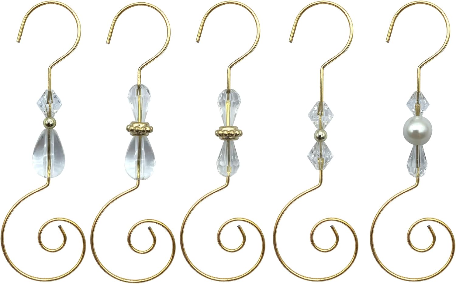 Ornament Hooks - Christmas Ornament Hooks - Gold Wire Hooks, Acrylic Jewelry Hooks with Christmas Tree Ornament Hooks-30 PK (Clear)