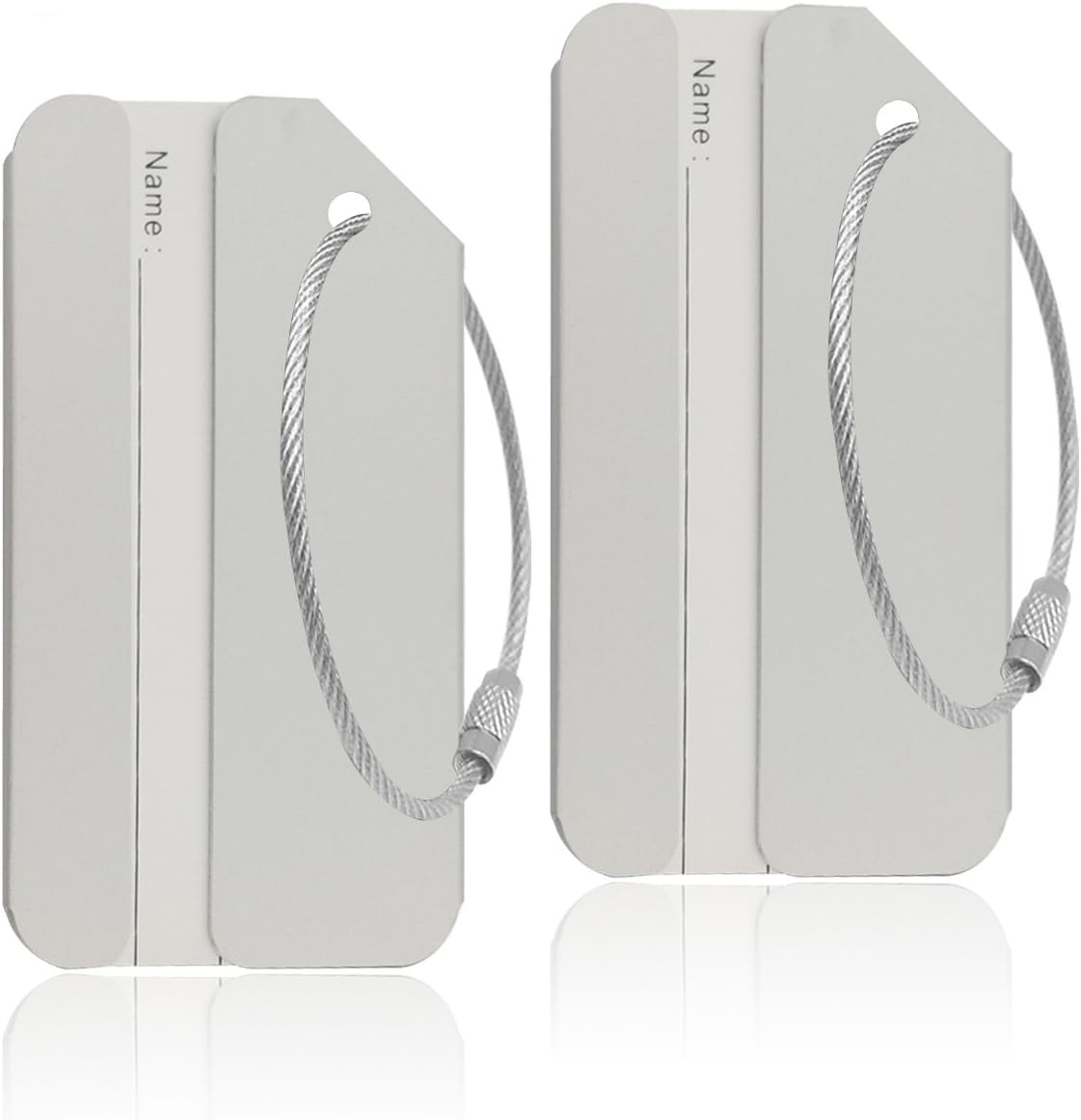 Aluminum Luggage Tag for Luggage Baggage Travel Identifier by Ovener (Silver 2 Pcs)
