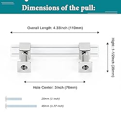 10 Pack Orger Kitchen Cabinet Handles with Square