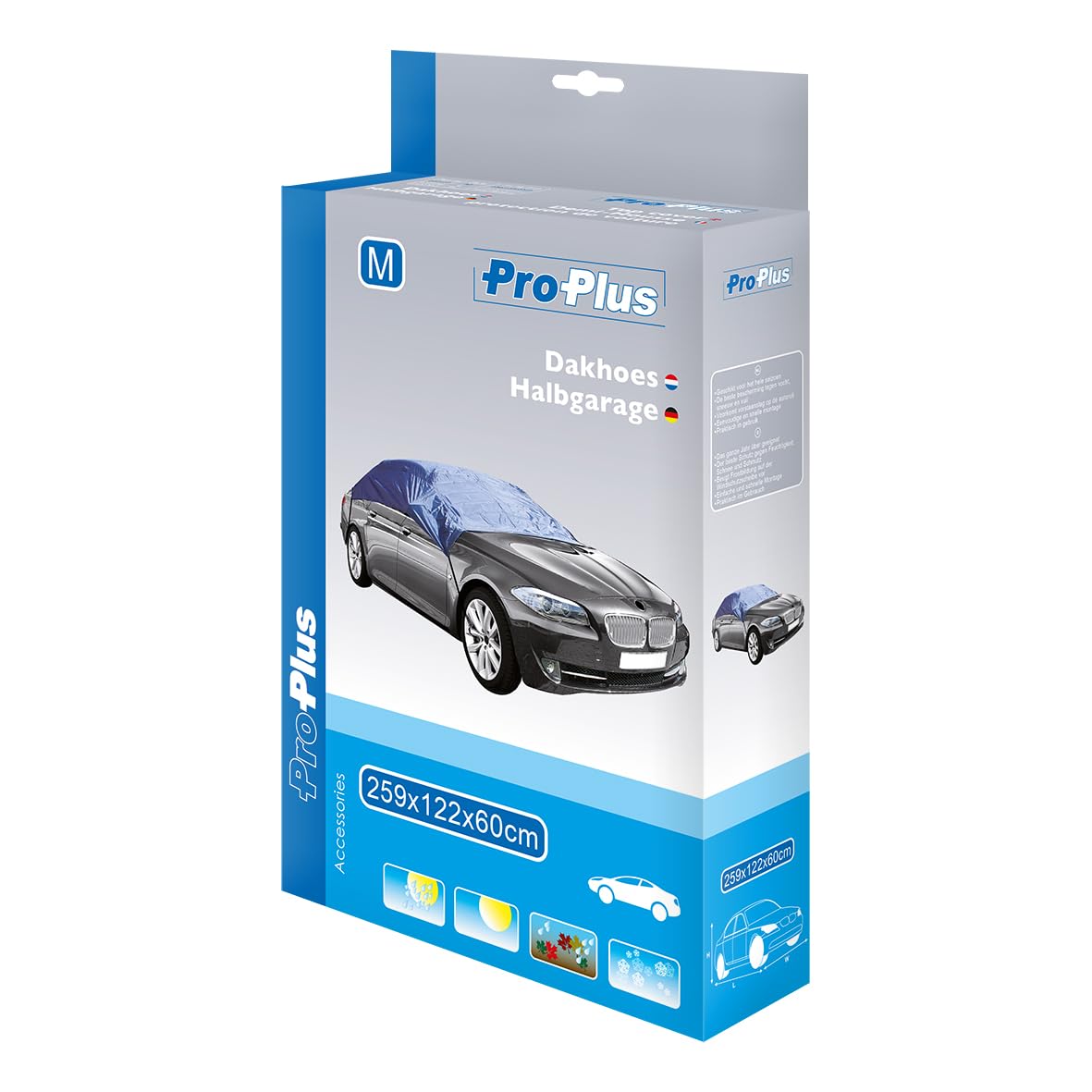 vidaXL ProPlus Half Car Cover M (259 x 122 x 60 cm)