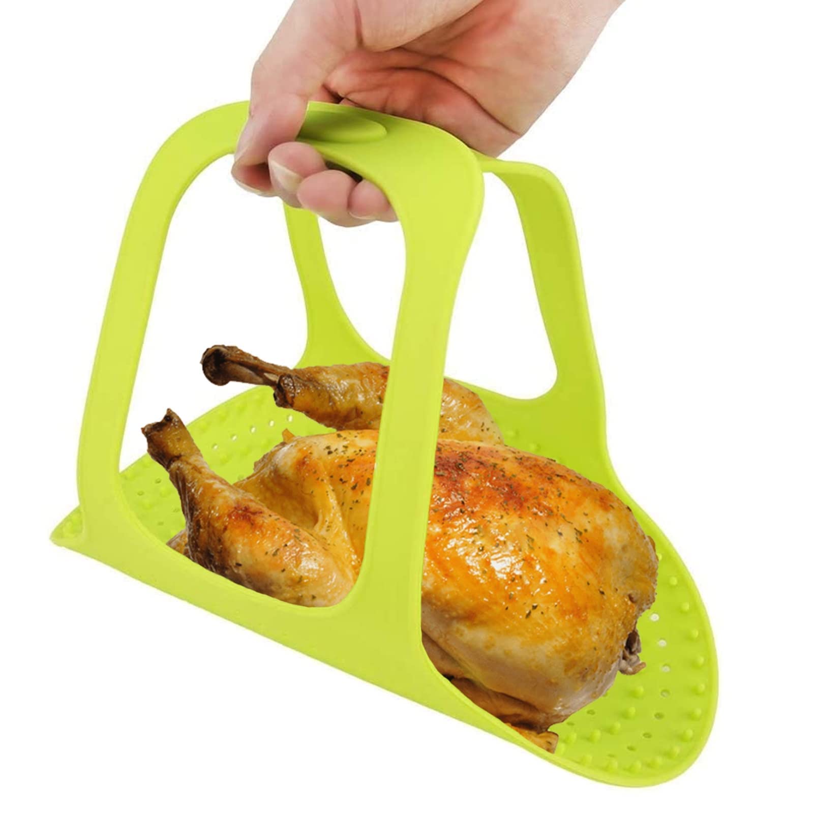 Silicone Turkey Lifter Oven Chicken Meat Lifter Mat Non Stick Reusable Heat Resistant Kitchen Gadgets Tool for Baking Green