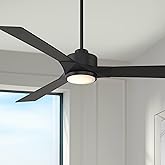 Casa Vieja 56" Kali Matte Black LED Damp Ceiling Fan with Remote