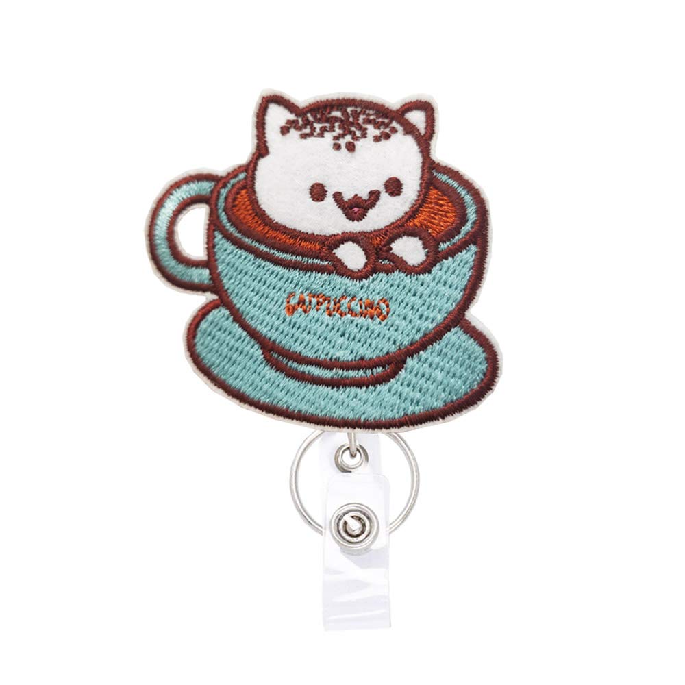 Catpuccino Badge Reels Retractable, with Alligator Clip and Key Ring, 24 inches Thick Pull Cord