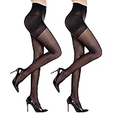 G&Y 2 Pairs Women's Control Top Pantyhose - 40D Sheer Tights Tummy Control Support Stockings