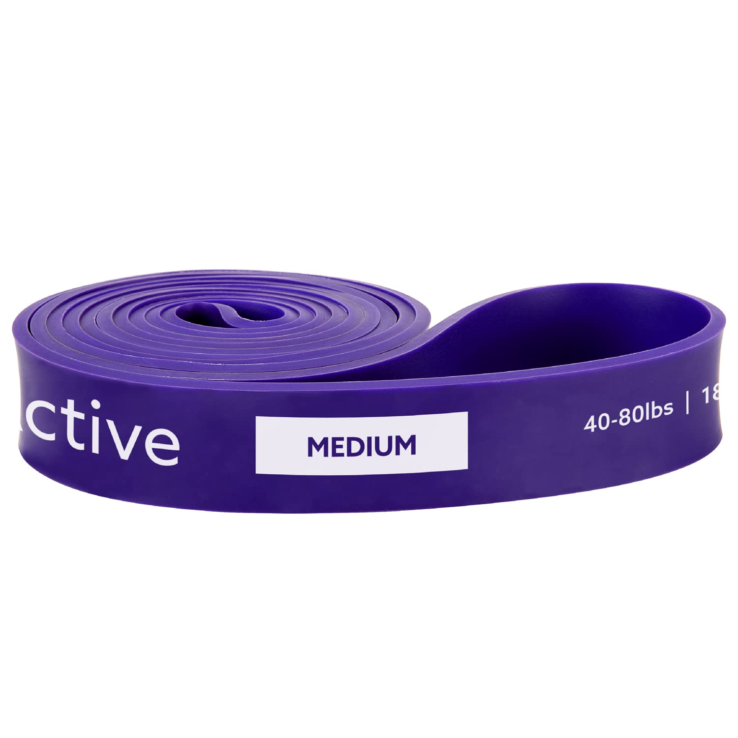 3DActive Pull Up Assist Band - Resistance Band for Strength Training, Powerlifting, Body Stretching, CrossFit. Exercise Guide included. 40 to 80 lbs - Purple Band
