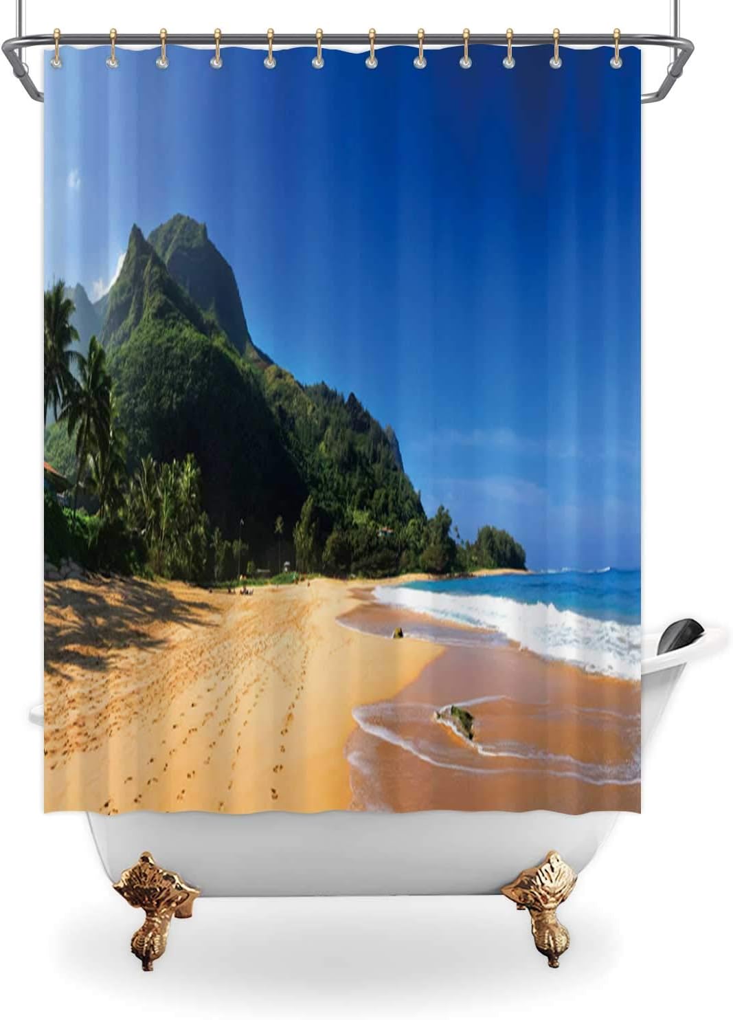 Aluoni Tunnels Beach In Kauai Hawaii Fabric Shower Curtain 142235 For Bathroom Decor 65 In X 71 In Amazon Ca Home Kitchen