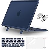 MOSISO Compatible with MacBook Air 13 inch Case 2026 2025-2022 M4 A3240 M3 A3113 M2 A2681, 4 in 1 Seamlessly Closes Crack-Resistant Hard Shell with Kickstand for MacBook Air 13.6 Case, Midnight Blue