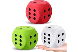 Shappy 3 Inches Foam Dice Fun Filled Large Educational Toy Kawaii Giant Decorative Eva Foam Jumbo Dice Big Square Building Blocks for Board Game Nights Learning Sessions(Red Green White,3 Pcs)